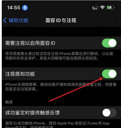 新余苹果14维修网点分享iPhone14注视感知功能有什么用 